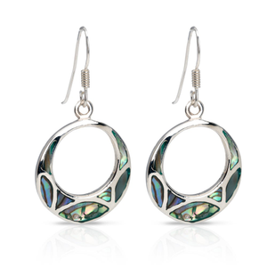 Signature Silver Abalone Circle Drop Earrings