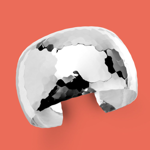 Portrait Series 1 Silver Large Hammered Cuff Bangle