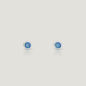 CANDY Sky Silver Rubover Opalite Stud Earrings