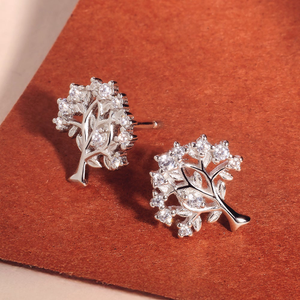 Tempest Wald Silver Tree of Life CZ Stud Earrings