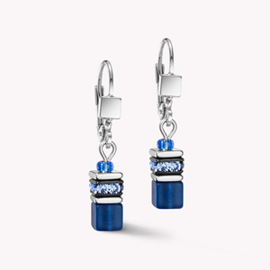 Graduated GEOCUBE Earrings Blue Crystal
