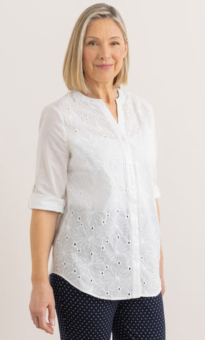 Anna Rose Embroidered And Sequin Cotton Blouse - White