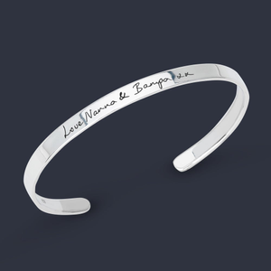 Portrait Identity Silver 5mm Handwriting Cuff Bangle