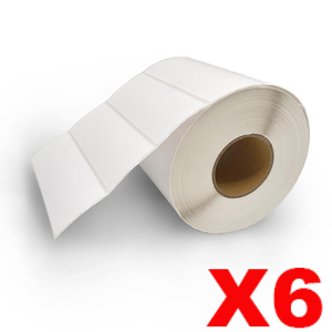 6 Rolls 100mm X 35mm Perforated Direct Thermal Labels White - 1400 Labels per Roll