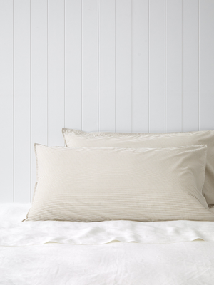 Purity Organic Cotton Lodge Pillowcase Set in Natural Stripe