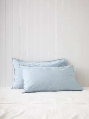 Purity Organic Cotton Standard Pillowcase Set in Blue Stripe