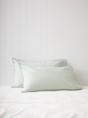 Purity Organic Cotton Standard Pillowcase Set in Green Stripe