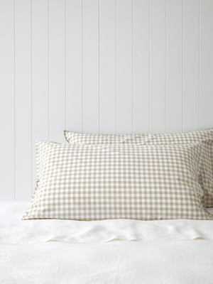 Purity Organic Cotton Gingham Lodge Pillowcase Set in Natural