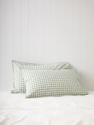 Purity Organic Cotton Gingham Standard Pillowcase Set in Green