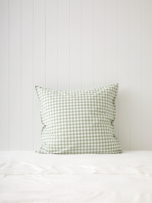 Purity Organic Cotton Gingham European Pillowcase in Green