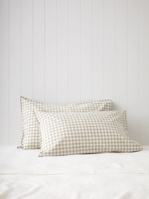 Purity Organic Cotton Gingham Standard Pillowcase Set in Natural