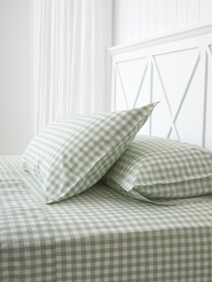 Purity Organic Cotton Gingham Sheet Set in Green