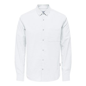 ONLY & SONS Mens Alvaro Slim Long Sleeve Oxford Shirt White
