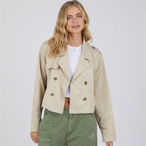 L'amore Couture Womens Rieti Short Trench Coat Tan