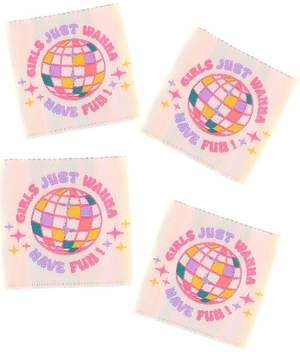Lot de 4 étiquettes à coudre - Girls just wanna have fun