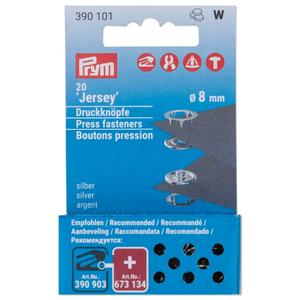 Recharge de 20 boutons pression jersey 8 mm Argent