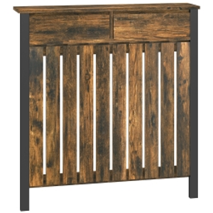 HOMCOM 93 x 88.5cm Rustic-Look Radiator Cover - Brown/Black