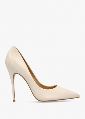 Comix Cream Leather High Stiletto Court Shoes