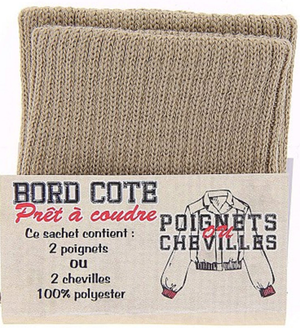 Sachet de 2 poignets bord côte - Beige