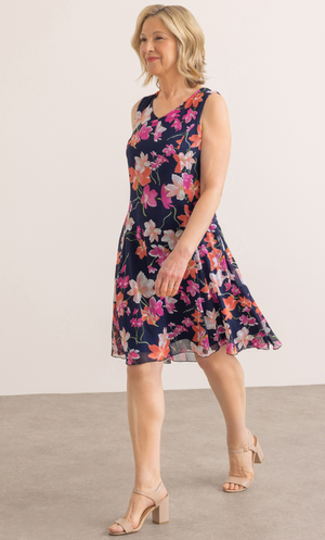 Anna Rose Floral Print Shift Dress - Midnight Multi