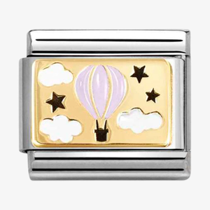 Nomination CLASSIC Stainless Steel 18ct Yellow Gold Pink Hot Hair Balloon Charm 030289/16