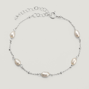 CANDY Spun Silver Freshwater Pearl Beaded Bracelet
