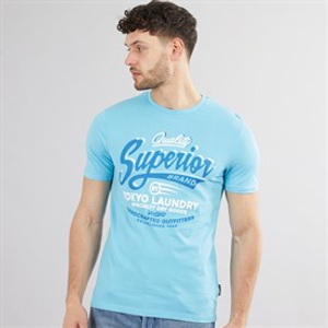 Tokyo Laundry Mens Argyle T-Shirt Blue