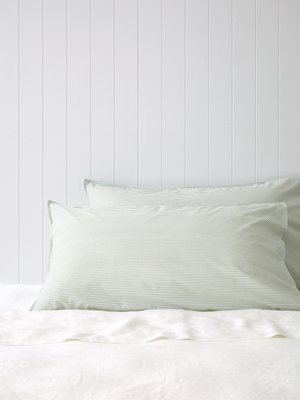 Purity Organic Cotton Lodge Pillowcase Set in Green Stripe