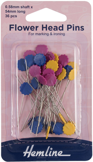 Boite de 36 épingles quilting avec tête fleur couleurs assorties