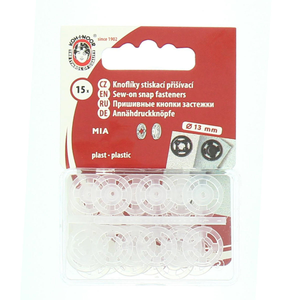 Boutons pression plastiques transparents 13 mm