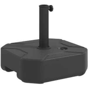 Outsunny Square Garden Parasol Base, Garden Umbrella Stand Heavy Duty Parasol Base, Filled Up to 25kg with Sand or 20kg with Water for for 38, 48 mm Poles, Black