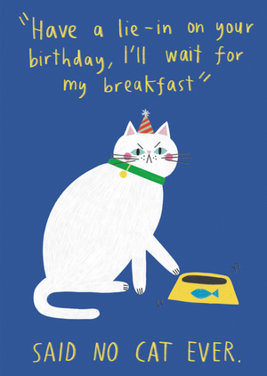 Funny Grumpy Cat Illustrated Birthday Card