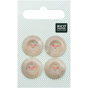Carte de 4 boutons écaille aspect corne - Beige 17 mm