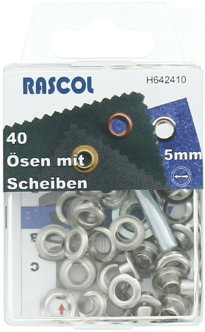 Boite 40 oeillets 5 mm avec outil de pose Rascol - Argent