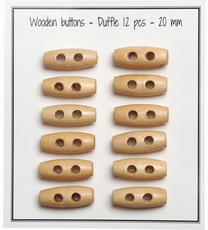 Set de 12 boutons buchette en bois clair 20 mm