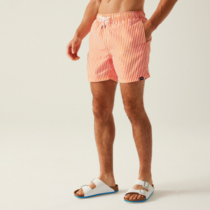 Regatta Mens Loras Swim Shorts - 2XL / Celosia Orange Stripe - 2XL / Celosia Orange Stripe
