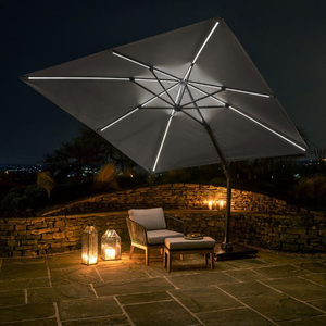Platinum Glow Challenger T2 3m Square Free Arm Parasol, Luna Grey