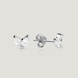 CANDY Kite Silver CZ Double Marquise Stud Earrings