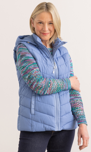 Anna Rose Hooded Puffer Gilet - Blue
