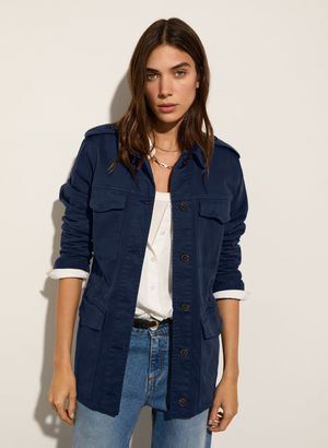 Drake Organic Cotton Utility Jacket - UK 14 | EU 40 | US 10 / French Navy