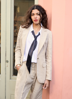 Tracy Linen Blazer - 14 (UK Size 14) / Neutral