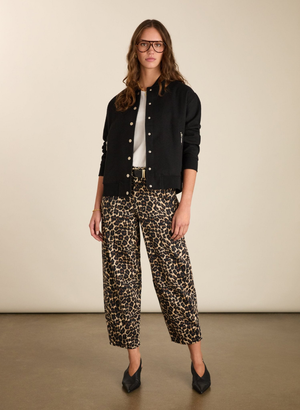 Kelsey Organic Cotton Stretch Denim Printed Barrel Jeans - UK 08 | EU 34 | US 04 / Brown Leopard