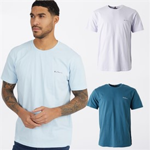 Ben Sherman Mens Otto Three Pack T-Shirts Lilac/Teal/Skyway