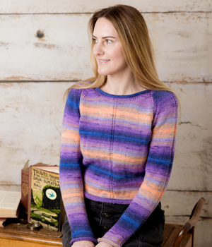Ladies Running Stitch Jumper in Emu Batik DK (5002)
