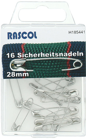 Boite de 16 épingles à nourrice Rascol - Argent 28 mm