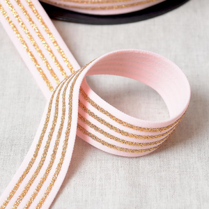 Élastique 4 bandes métalliques - Rose et or