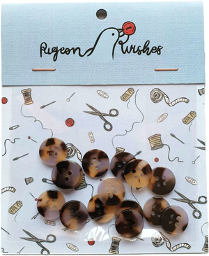Paquet de 15 boutons en biorésine 15 mm 4 trous - Beguiled