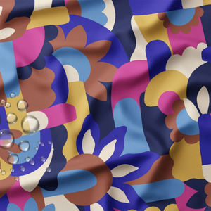 Tissu imperméable pour ciré - Naive bleu et marron