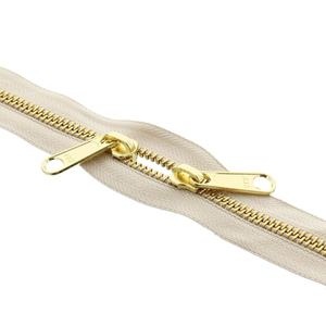 Fermeture dos à dos métal pour sacs 40 cm - Beige et doré
