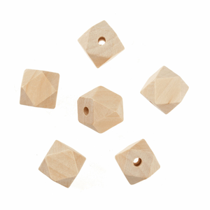 Perles géométriques artisanales en bois pour macramé - 20 mm
